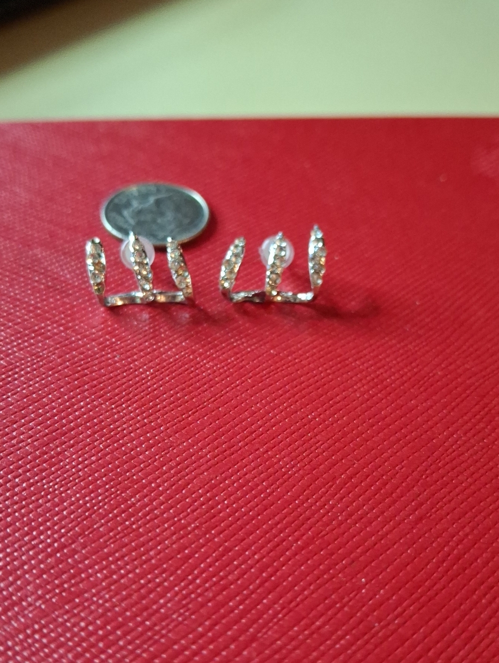 Rhinestone Silver Tone Earrings